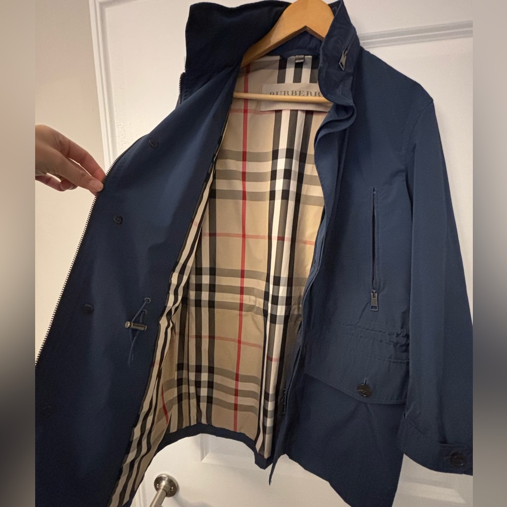 Burberry Brit Men’s Blue Hooded Car Coat – Size M – Like New - Picture 2 of 7